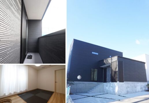 凛とした佇まいの木調格子が映える和モダンな住まい。1階に主寝室を設けたことで、生活のすべてが1階で完結でき、今も将来も使いやすいつくりになっています。3帖の畳を敷き詰めた和コーナーもあり、洗濯物をたたむ場所としてや、横になってくつろぐスペースとしてもご利用いただけます。