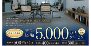 静岡県内限定！新築資金総額5,000万円プレゼントキャンペーン開催＜2026年5月25日(月)～6月7日(日)　当選発表6月11日(木)＞抽選で15棟のイメージ