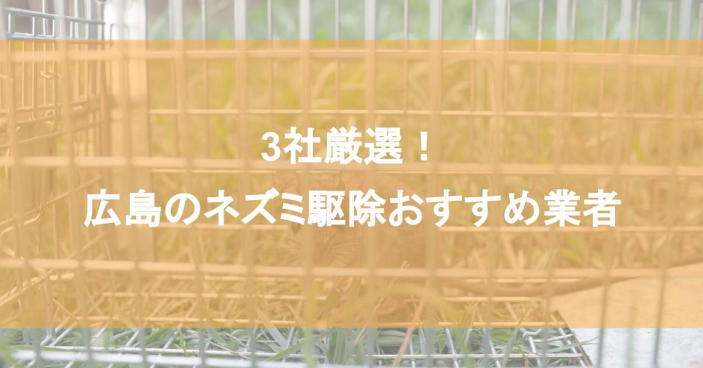 【広島】ネズミ駆除おすすめ業者3社！低料金で対応する広島エリアの業者